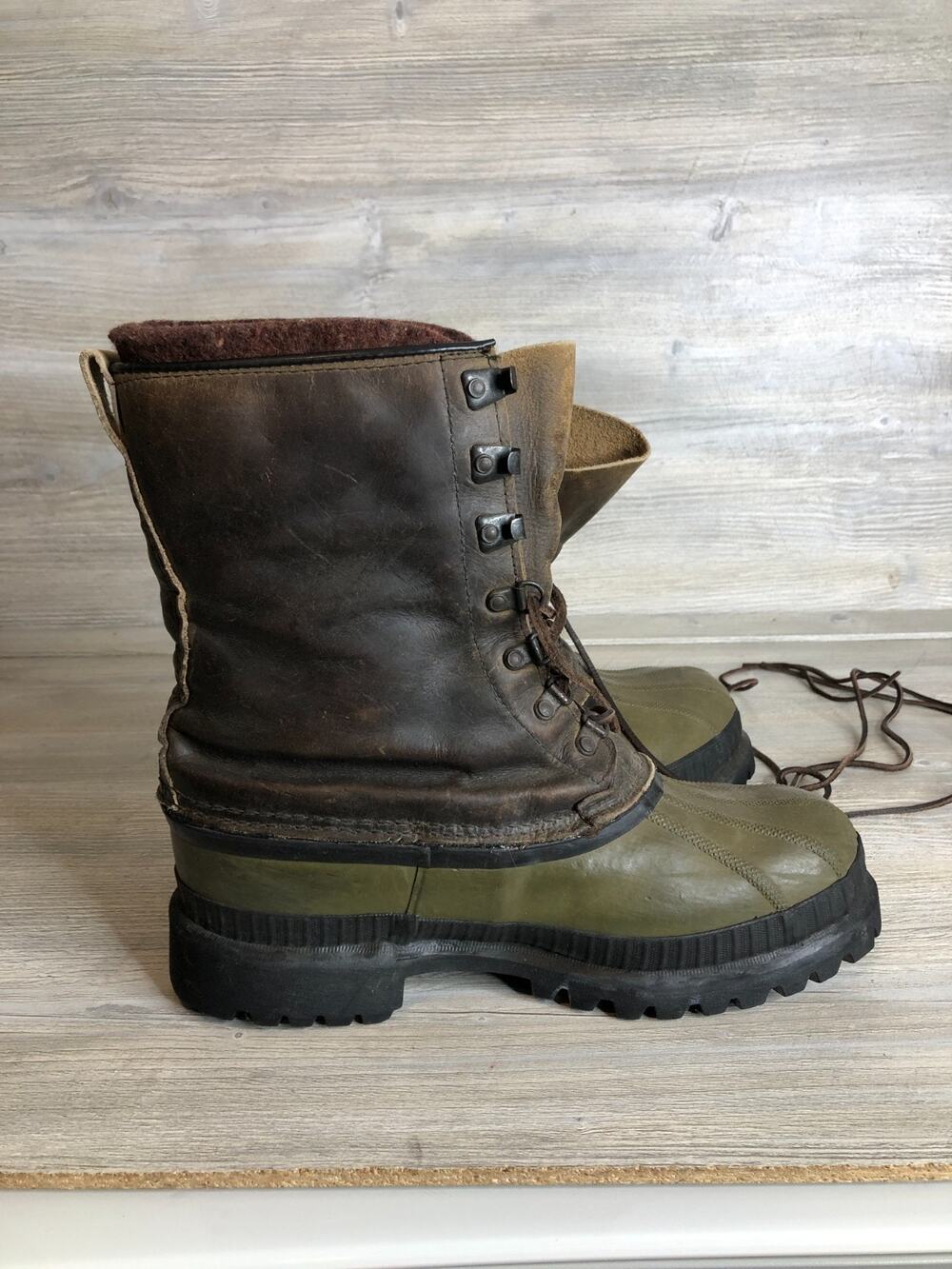 VTG SOREL BOOTS KAUFMAN MENS Size 8 BROWN LEATHER Mark X BOOTS MADE IN CANADA